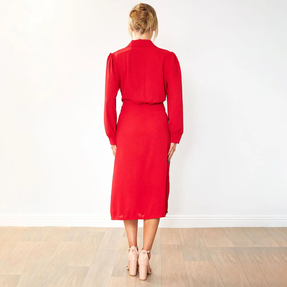 Emerson Wrap Dress (Red) - Image 4