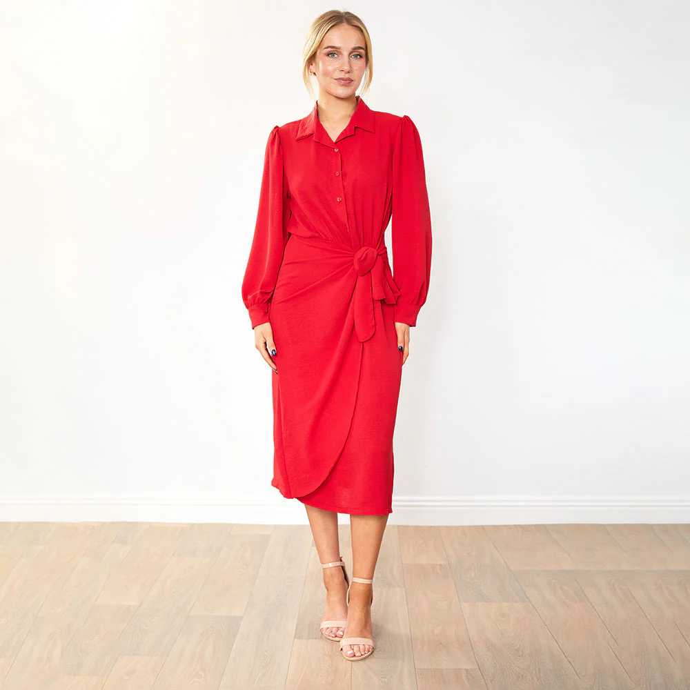 Emerson Wrap Dress (Red) - Image 5