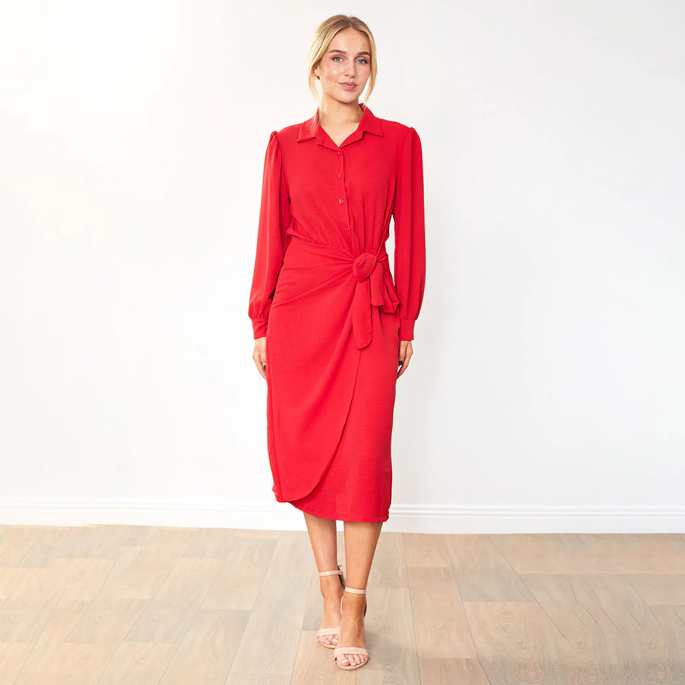Emerson Wrap Dress (Red) - Image 6