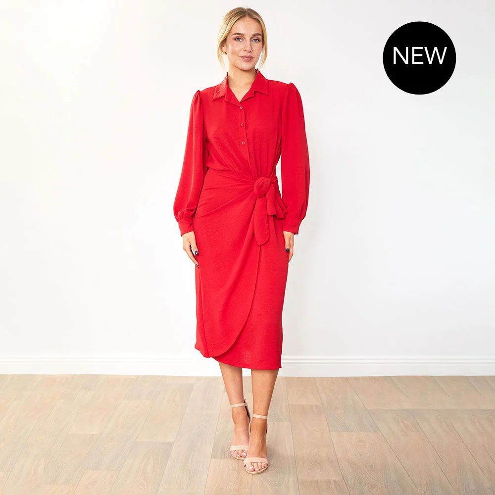 Emerson Wrap Dress (Red) - Image 8