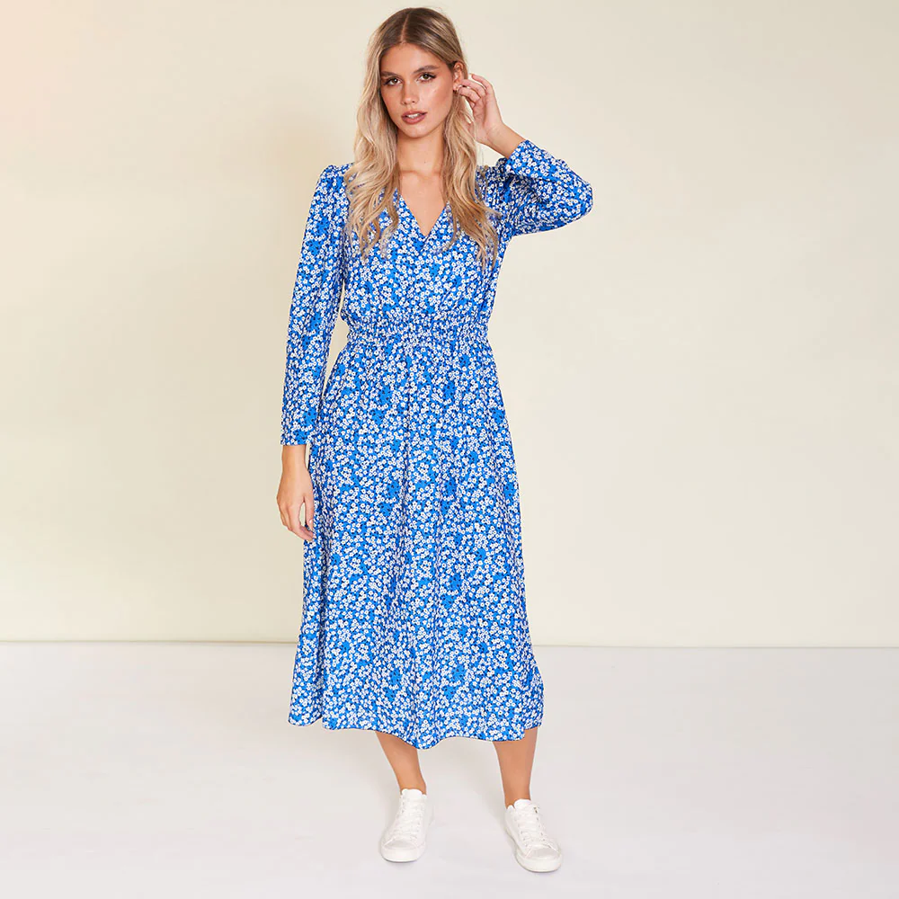 Emery Dress (Blue Floral)