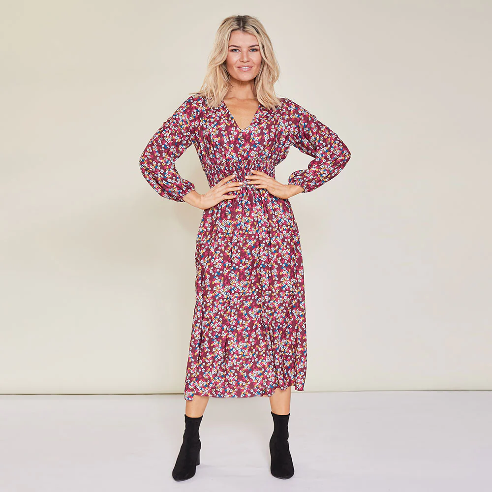 Emily Dress (Floral Burgundy)