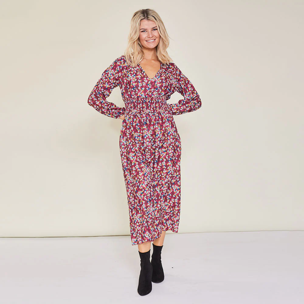 Emily Dress (Floral Burgundy) - Image 2