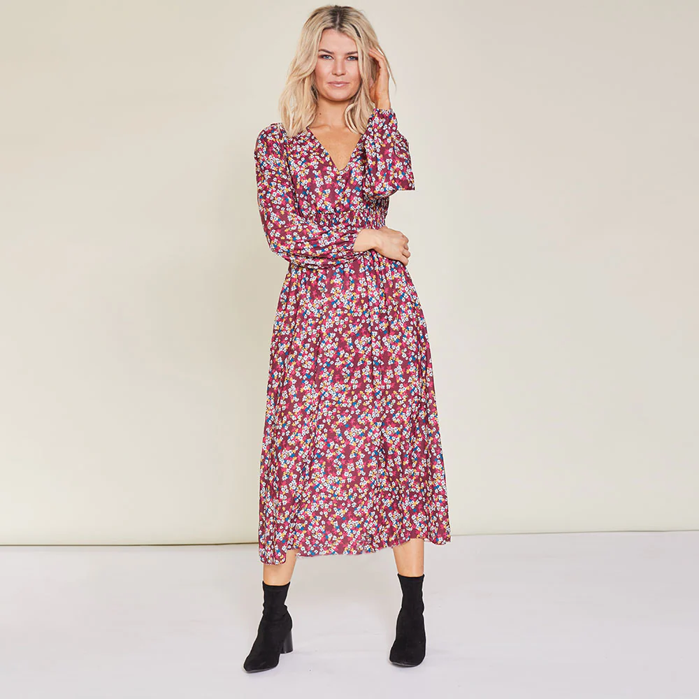 Emily Dress (Floral Burgundy) - Image 3
