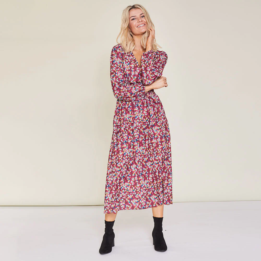 Emily Dress (Floral Burgundy) - Image 4