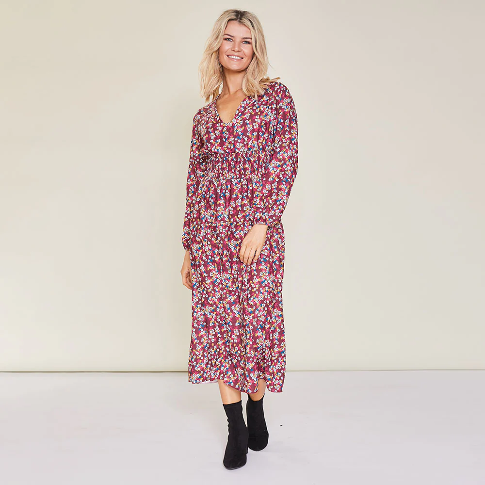 Emily Dress (Floral Burgundy) - Image 5
