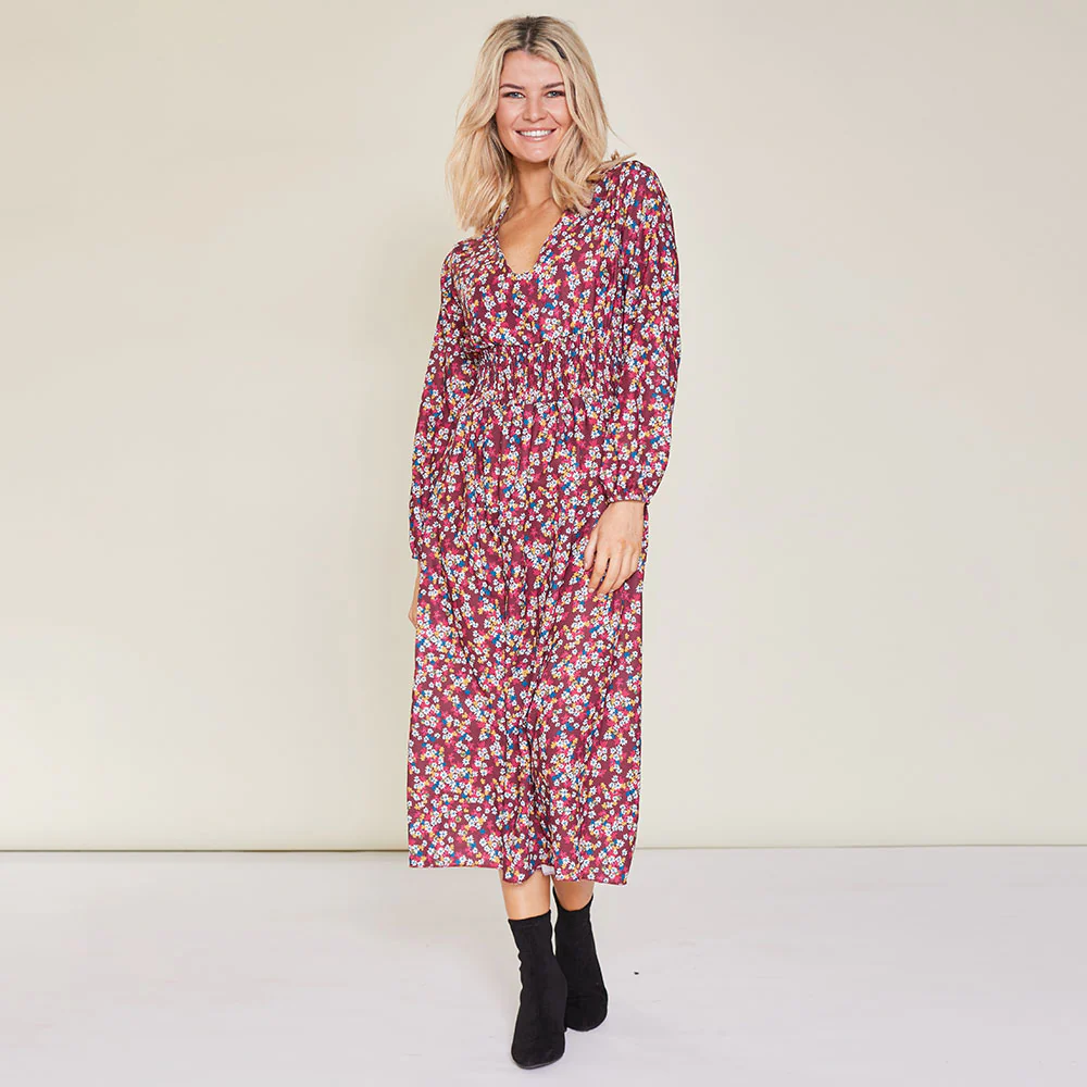 Emily Dress (Floral Burgundy) - Image 6