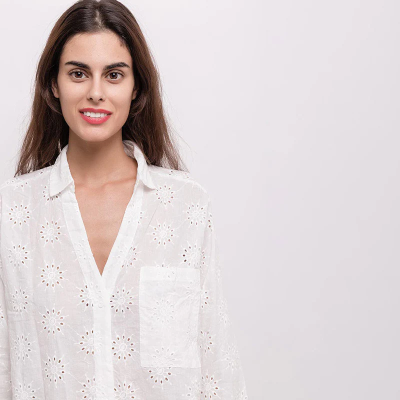 Emma Embroidered Shirt White - Image 2