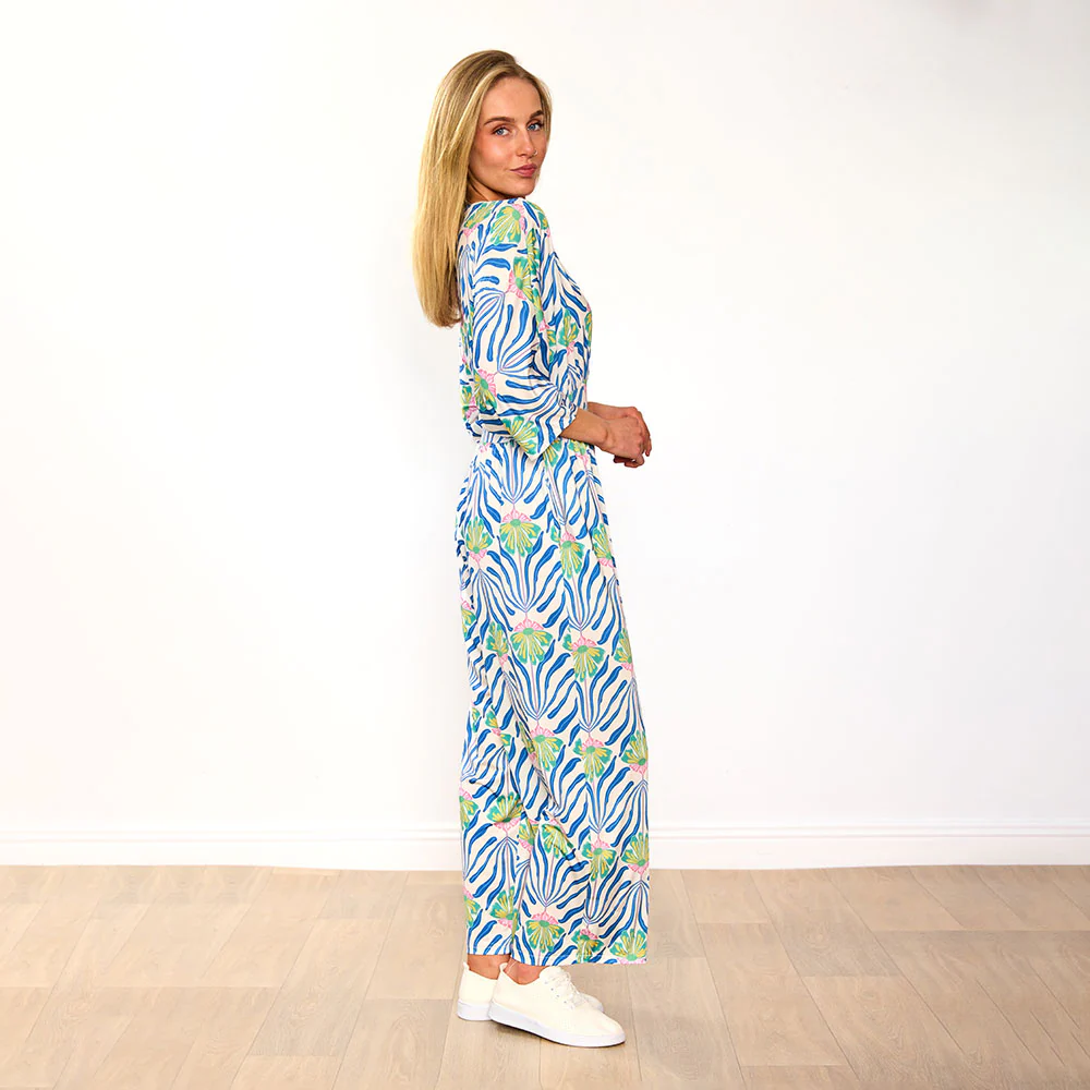 Ester Jumpsuit (Blue Palm Print) - Image 11