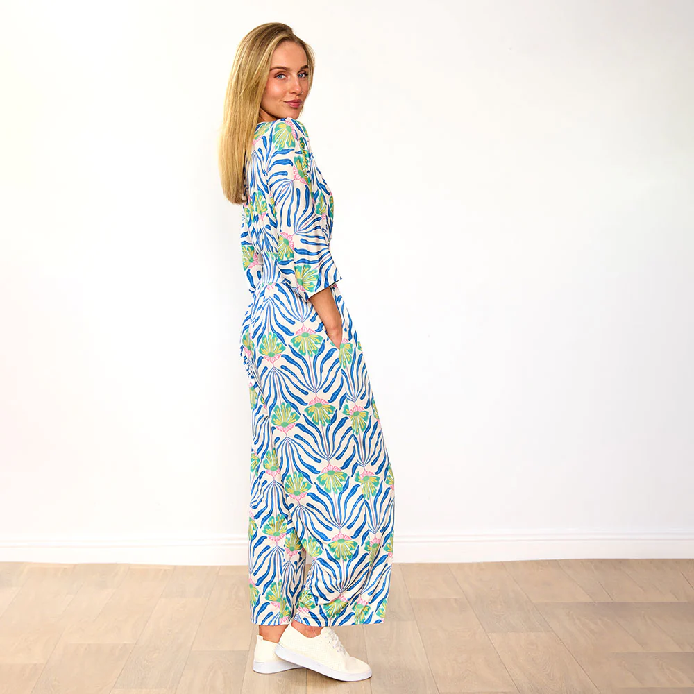 Ester Jumpsuit (Blue Palm Print) - Image 13