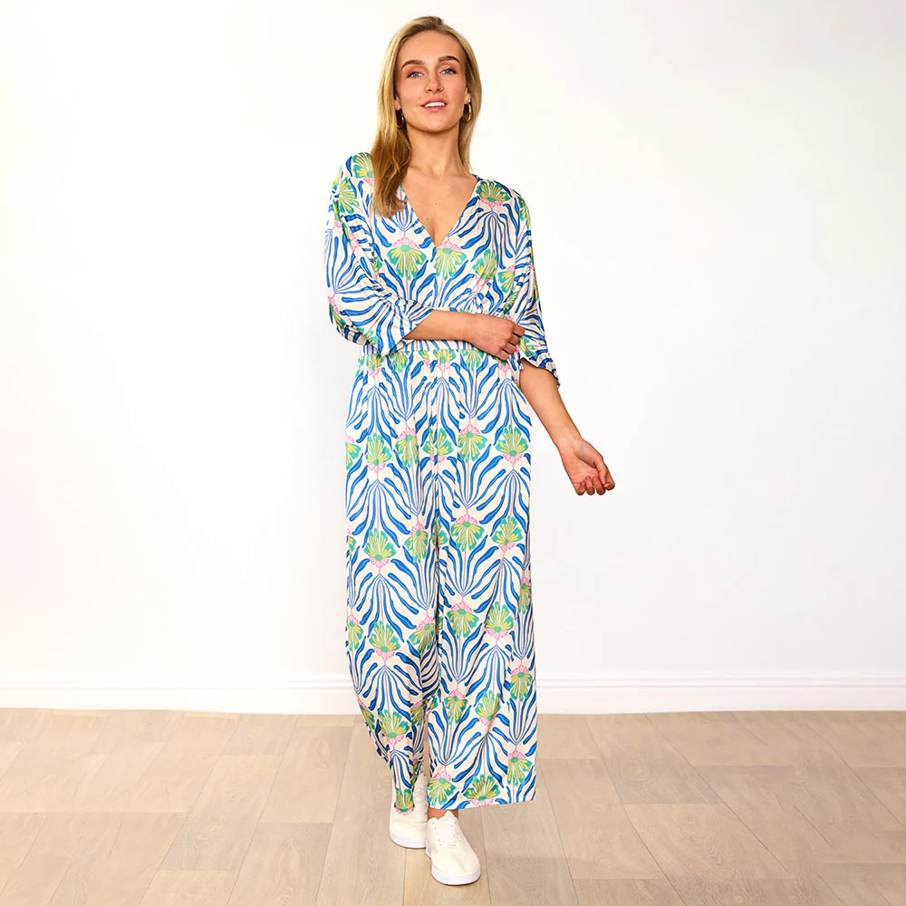 Ester Jumpsuit (Blue Palm Print) - Image 4