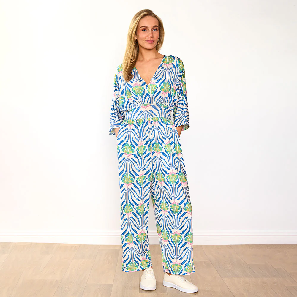 Ester Jumpsuit (Blue Palm Print) - Image 5