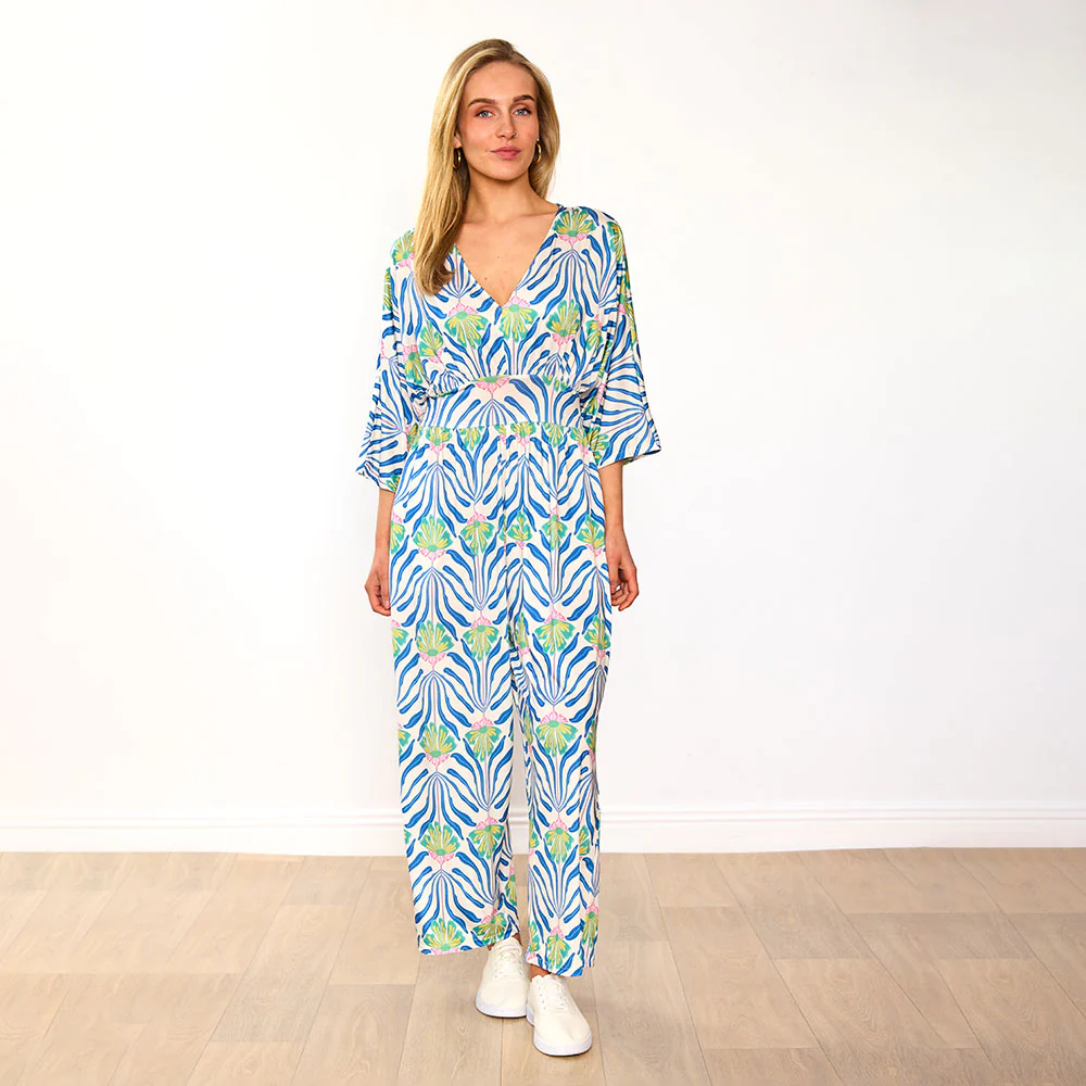 Ester Jumpsuit (Blue Palm Print) - Image 6