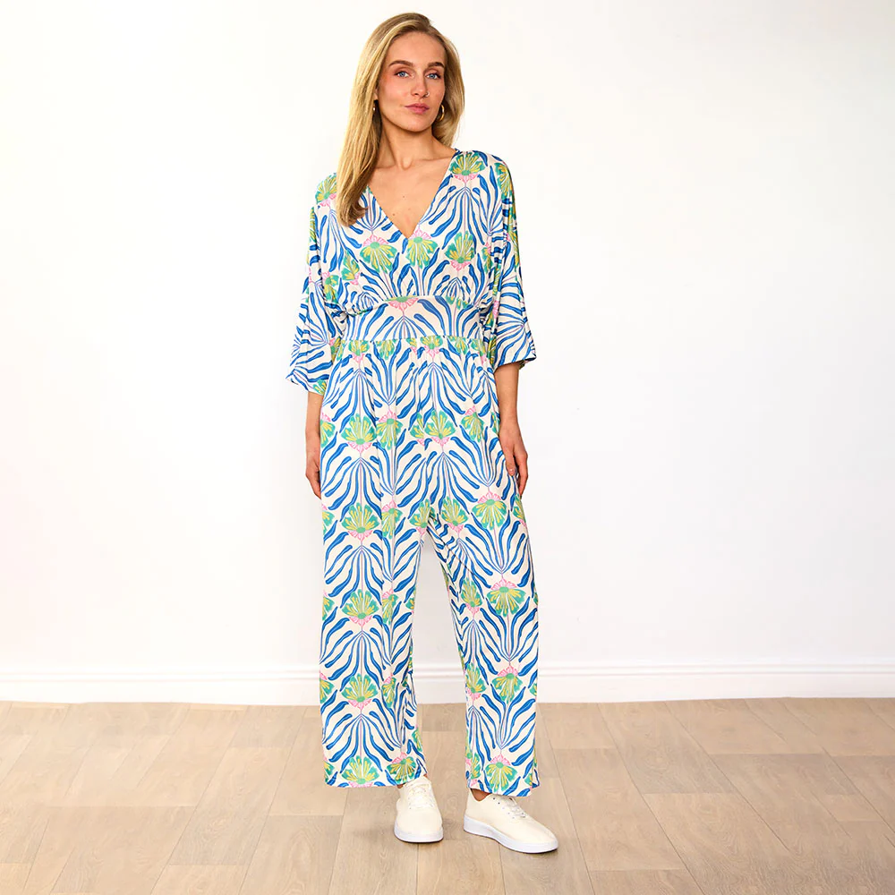 Ester Jumpsuit (Blue Palm Print) - Image 7