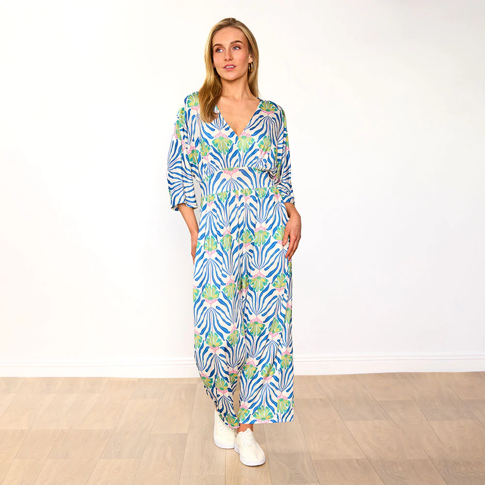 Ester Jumpsuit (Blue Palm Print) - Image 8