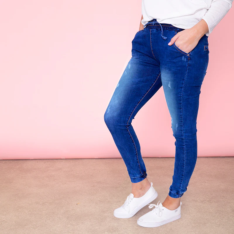 Eva Drawstring Denim Jogger (True Blue) - Image 4