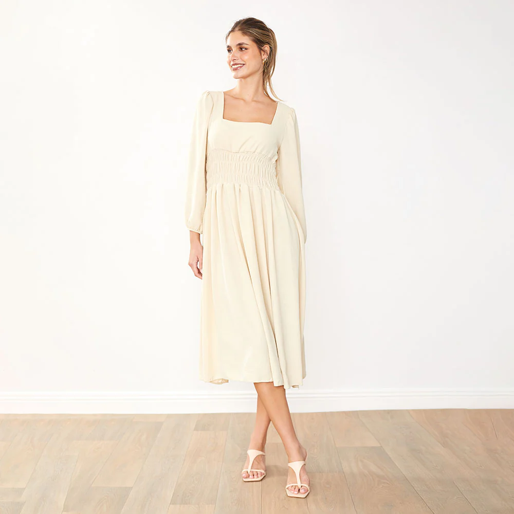 Evelyn Dress (Cream) - Image 6