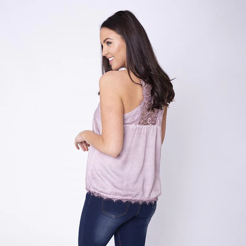 Everyday Lace Tank Top Pink - Image 4