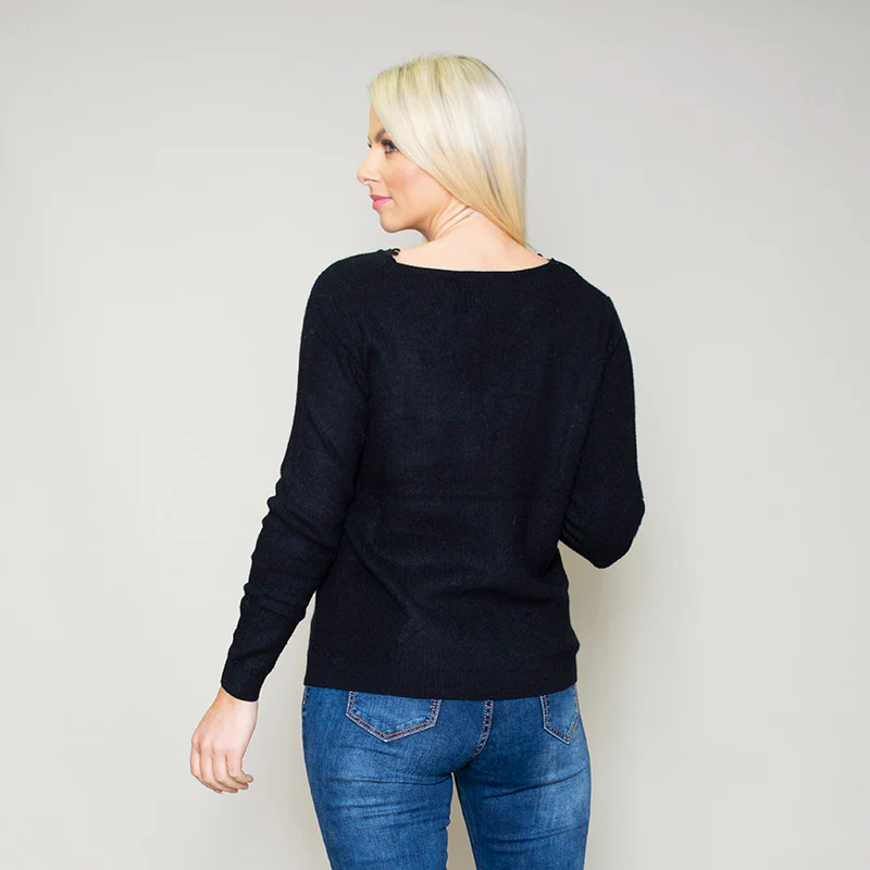 Fia Floral Trim Jumper Black - Image 8