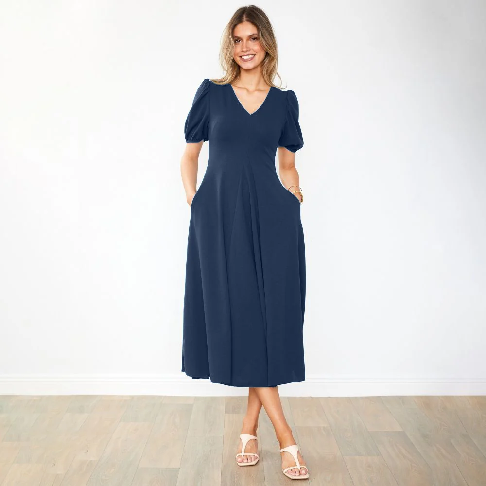 Flora Dress (Navy) - Image 6