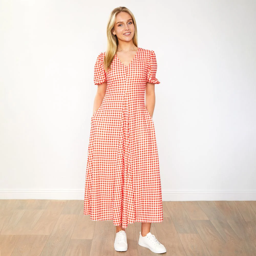 Flora Dress (Red Checkered)