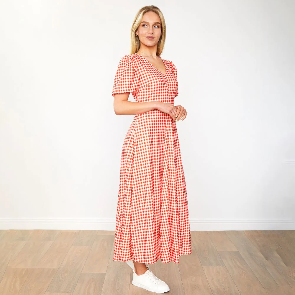 Flora Dress (Red Checkered) - Image 2