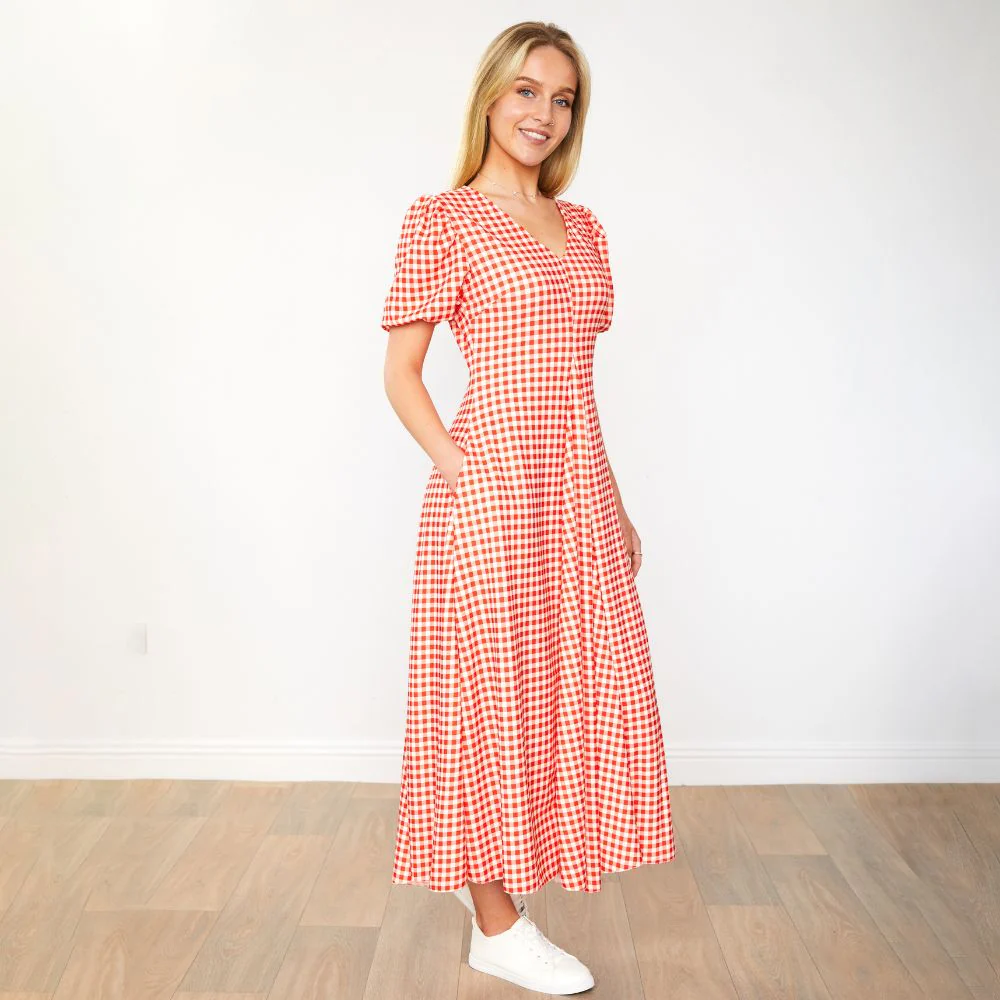 Flora Dress (Red Checkered) - Image 4