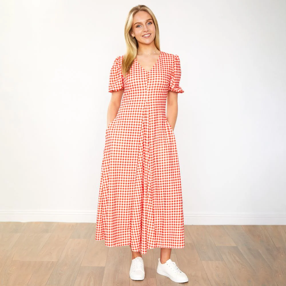 Flora Dress (Red Checkered) - Image 5