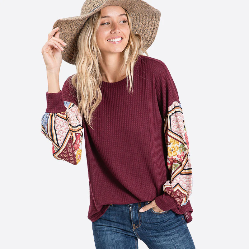 Nina Navy Contrast Sleeve Top
