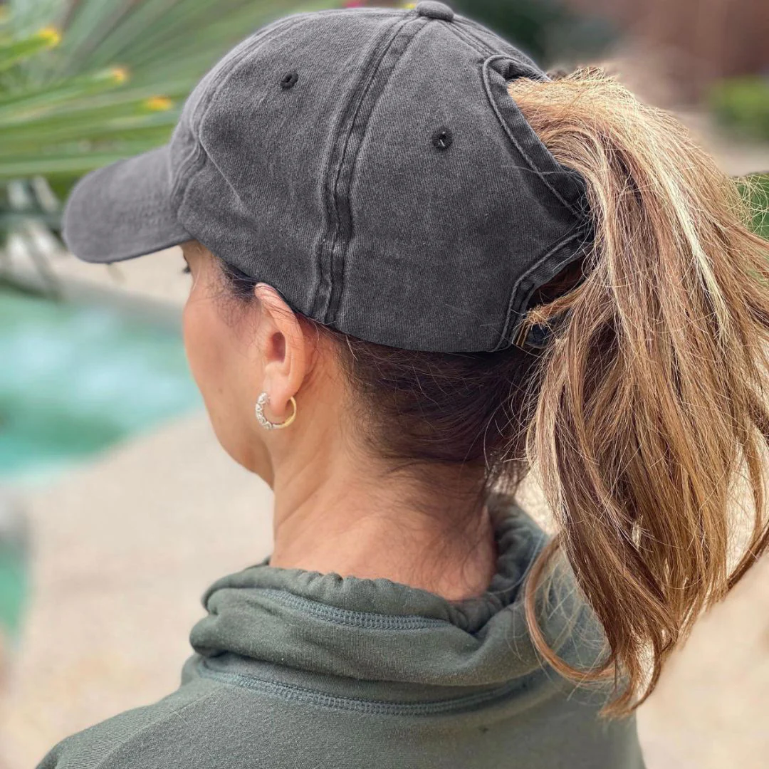 Grace Ponytail Cap (Black) - Image 9