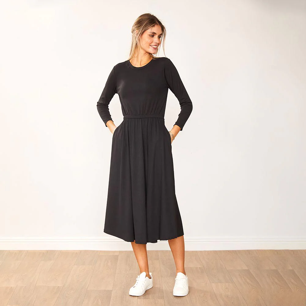 Heidi Dress Black & Khaki (2 for €68) - Image 2