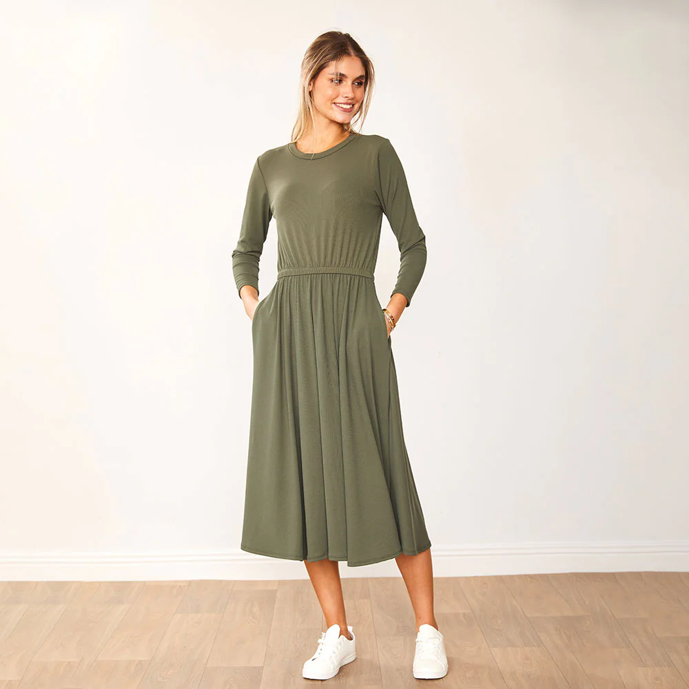 Heidi Dress Black & Khaki (2 for €68) - Image 3