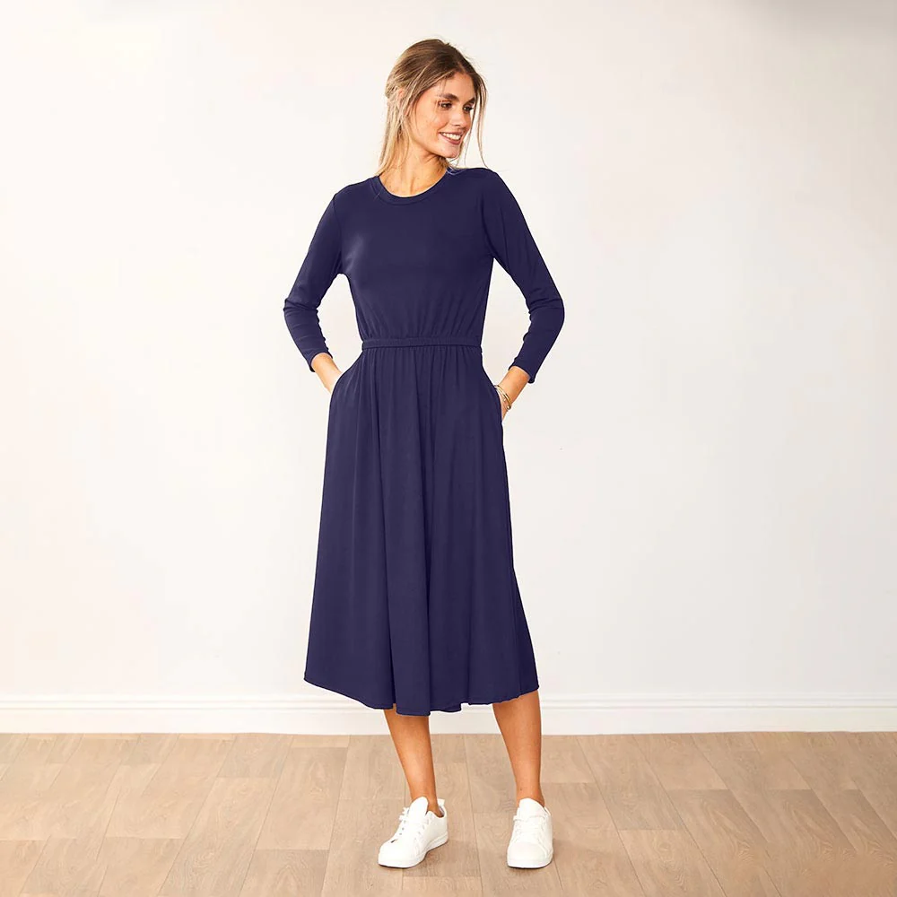 Heidi Dress Black & Navy (2 for €68) - Image 3