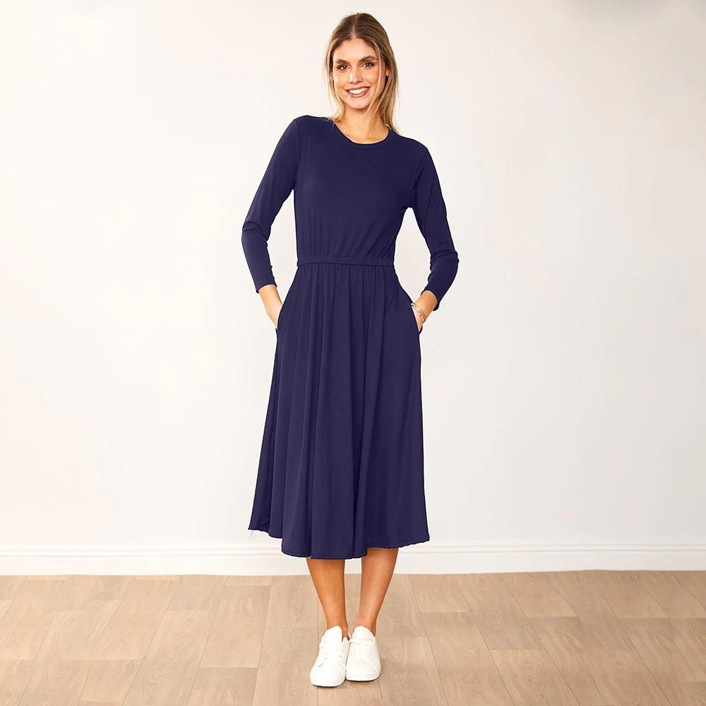 Heidi Dress Khaki & Navy (2 for €68) - Image 3