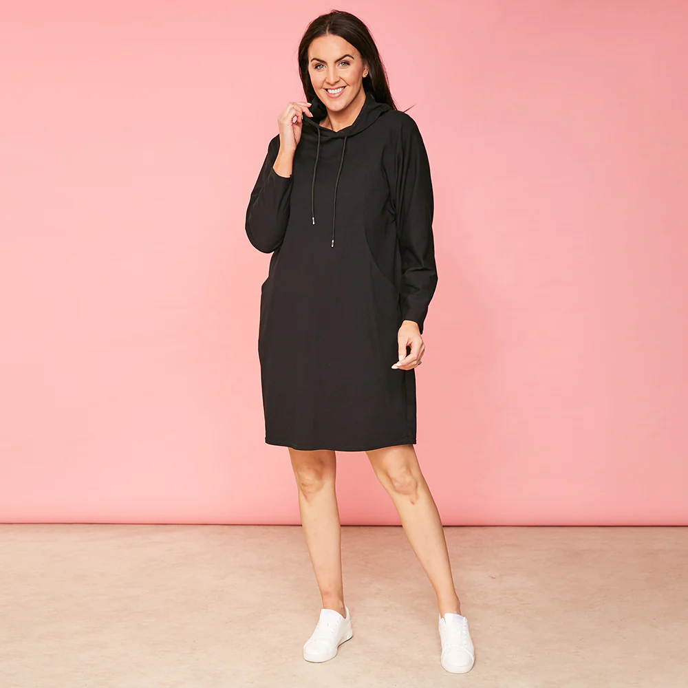 Landon Hoody Dress (Black) - Image 5