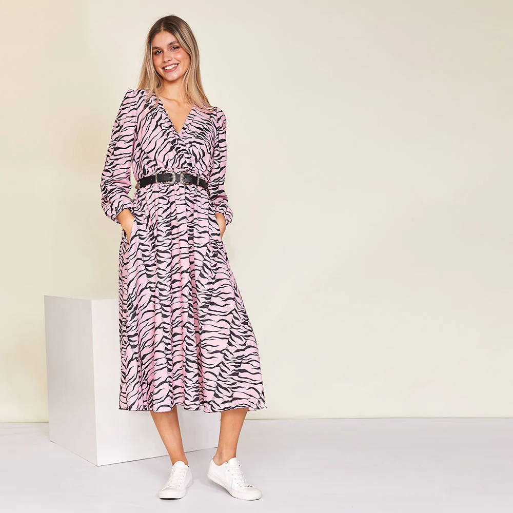 Ivy Wrap Dress (Pink) - Image 3