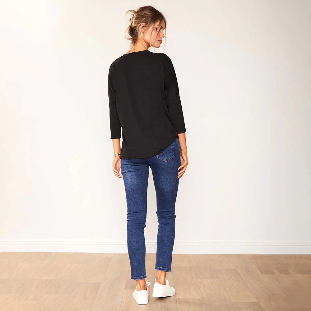 Jasmine Crew Neck Top (Black) - Image 2
