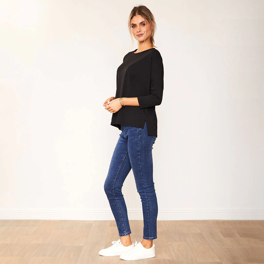 Jasmine Crew Neck Top (Black) - Image 3