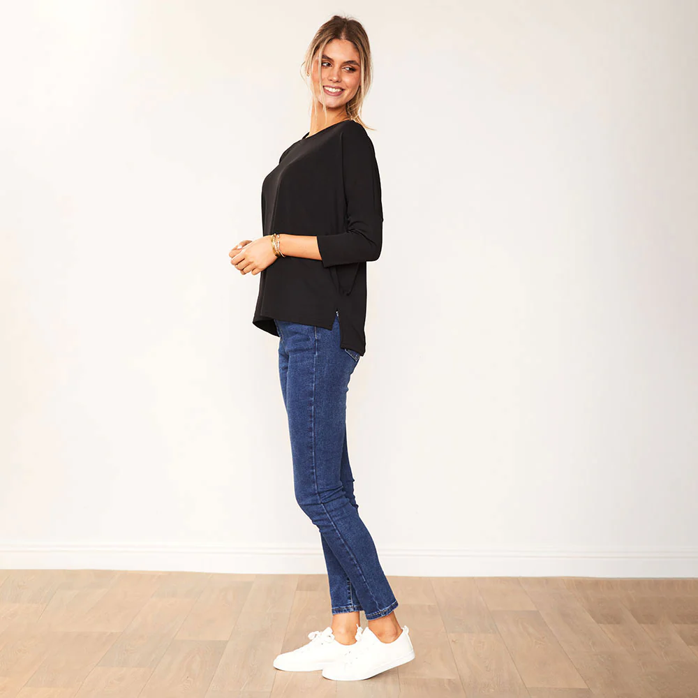 Jasmine Crew Neck Top (Black) - Image 4