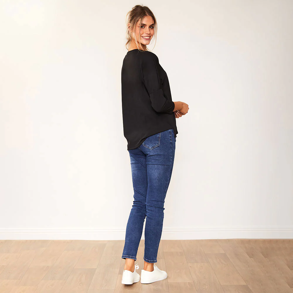 Jasmine Crew Neck Top (Black) - Image 5