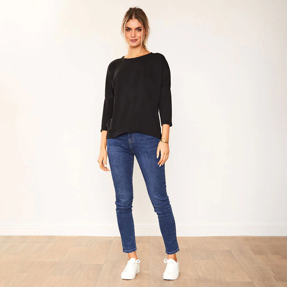 Jasmine Crew Neck Top (Black) - Image 6