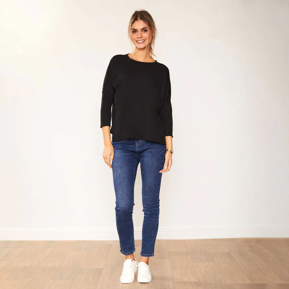 Jasmine Crew Neck Top (Black) - Image 8