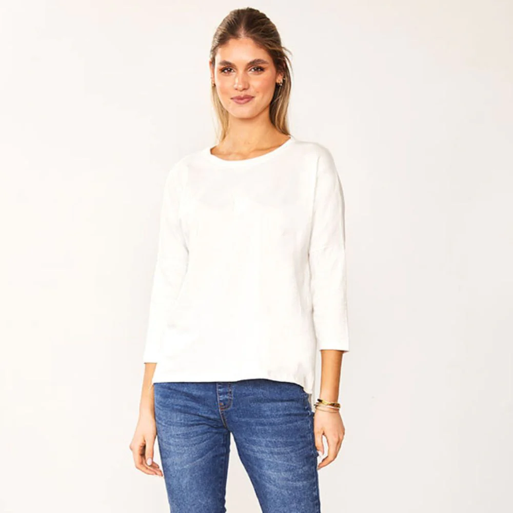 Jasmine Crew Neck Top (White)