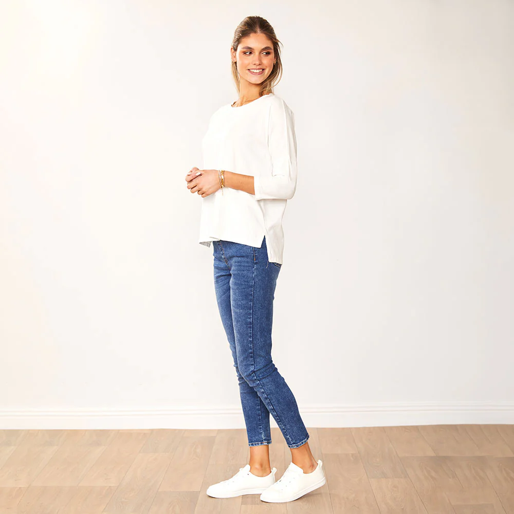 Jasmine Crew Neck Top (White) - Image 9