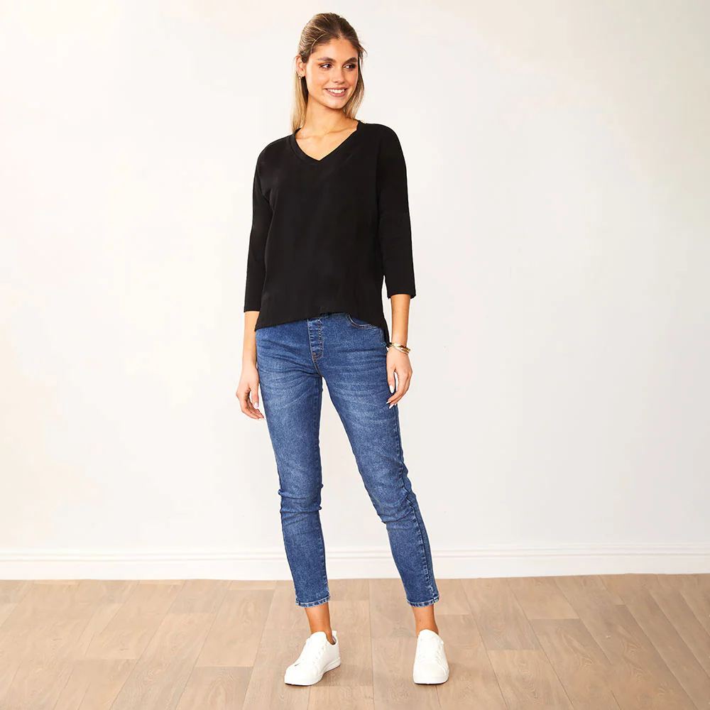 Jasmine V Neck Top (Black) - Image 5