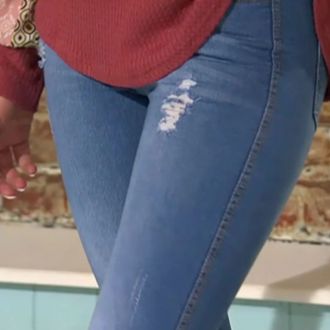 Classic High Waisted Jean Jeggings (Light Blue) - Image 3