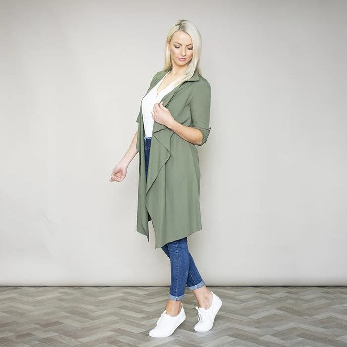 Jenny Waterfall Cardigan (Khaki) - Image 9