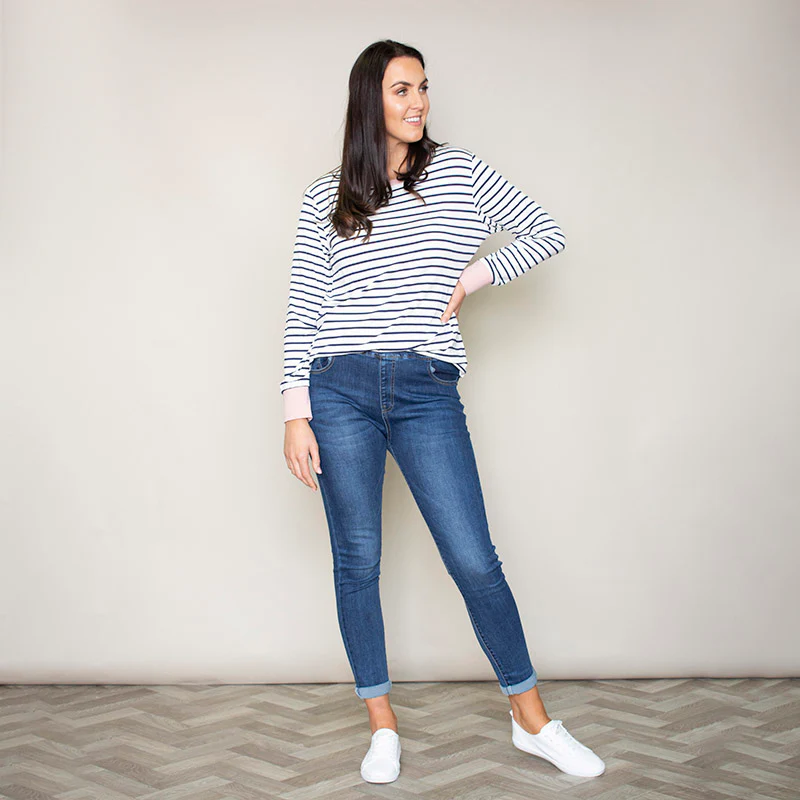 Katie Contrast Cuff Stripe Top (Blush) - Image 3
