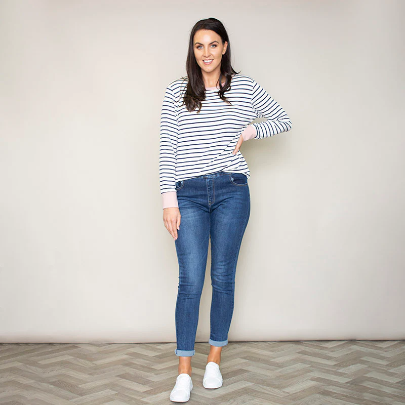 Katie Contrast Cuff Stripe Top (Blush) - Image 5