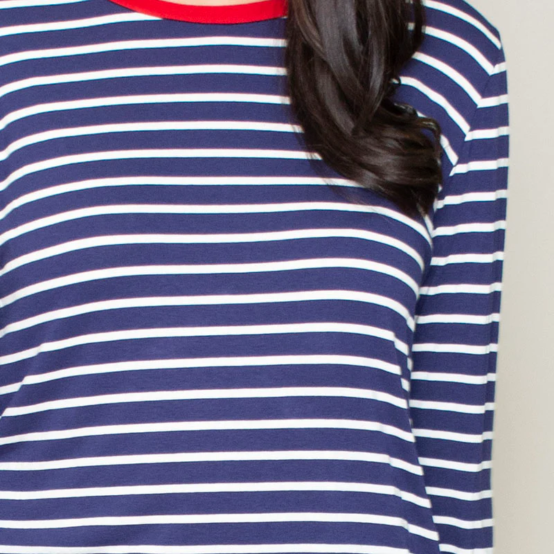 Katie Contrast Cuff Stripe Top (Cherry) - Image 8